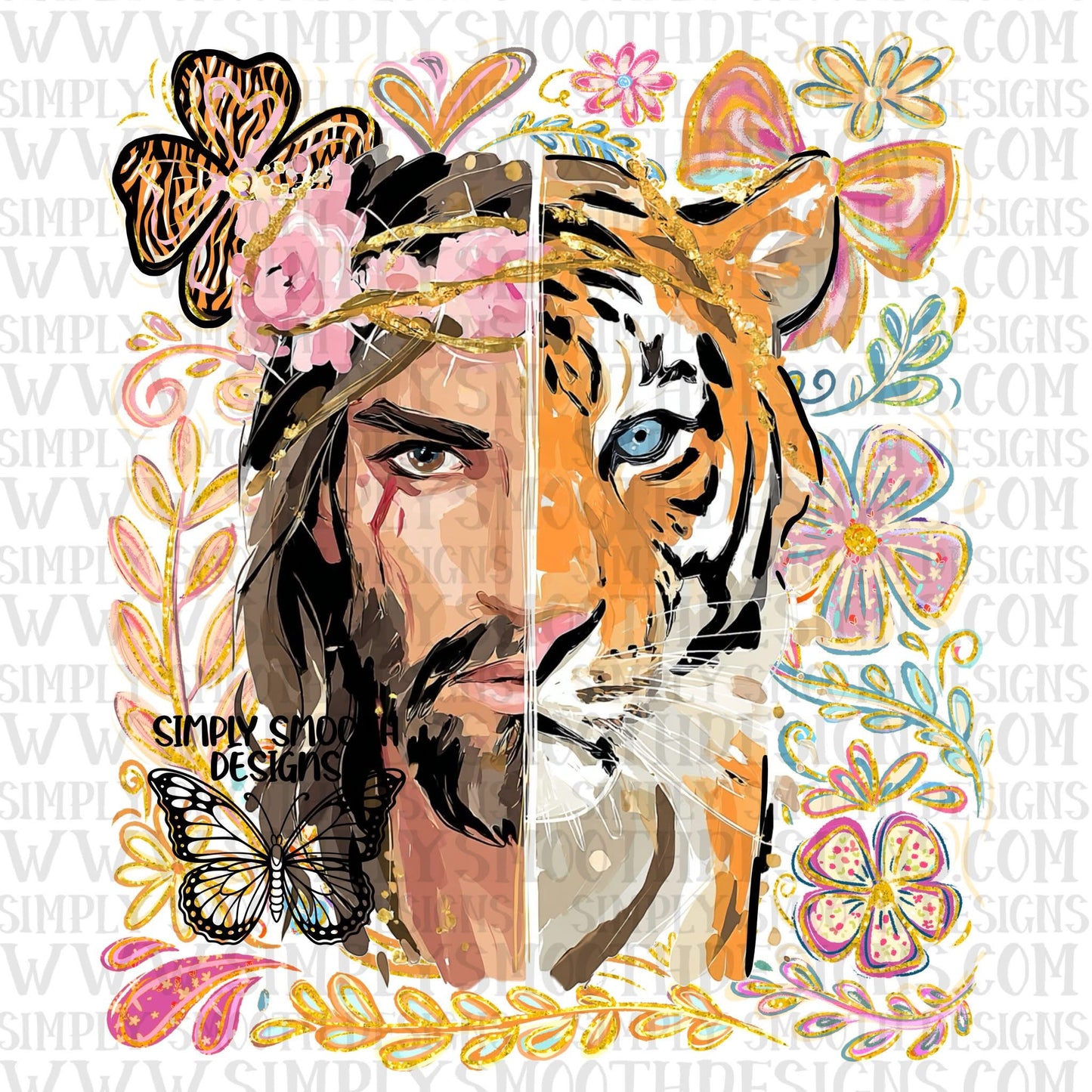 Jesus Tiger Floral