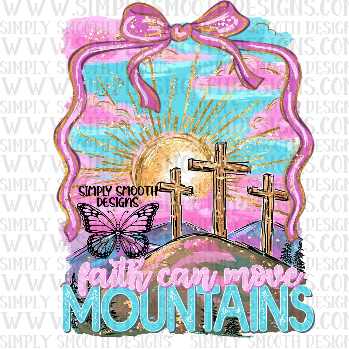 Faith Can Move Mountains Painted Bow Frame