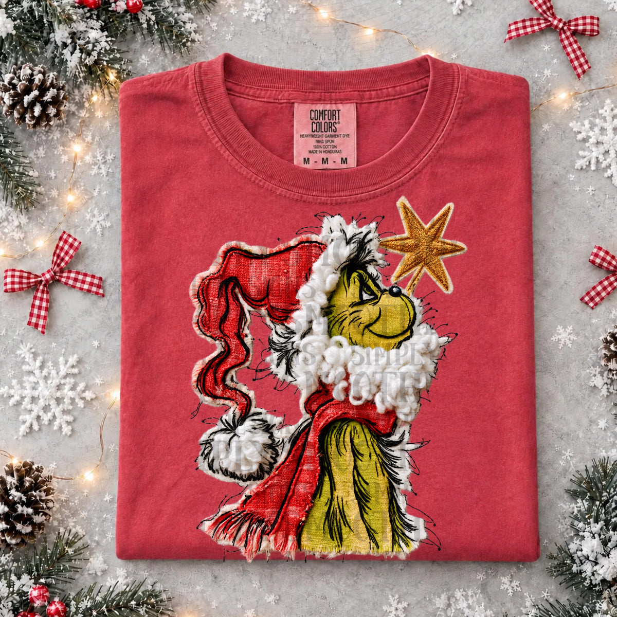 Grinch santa frayed fabric texture png download