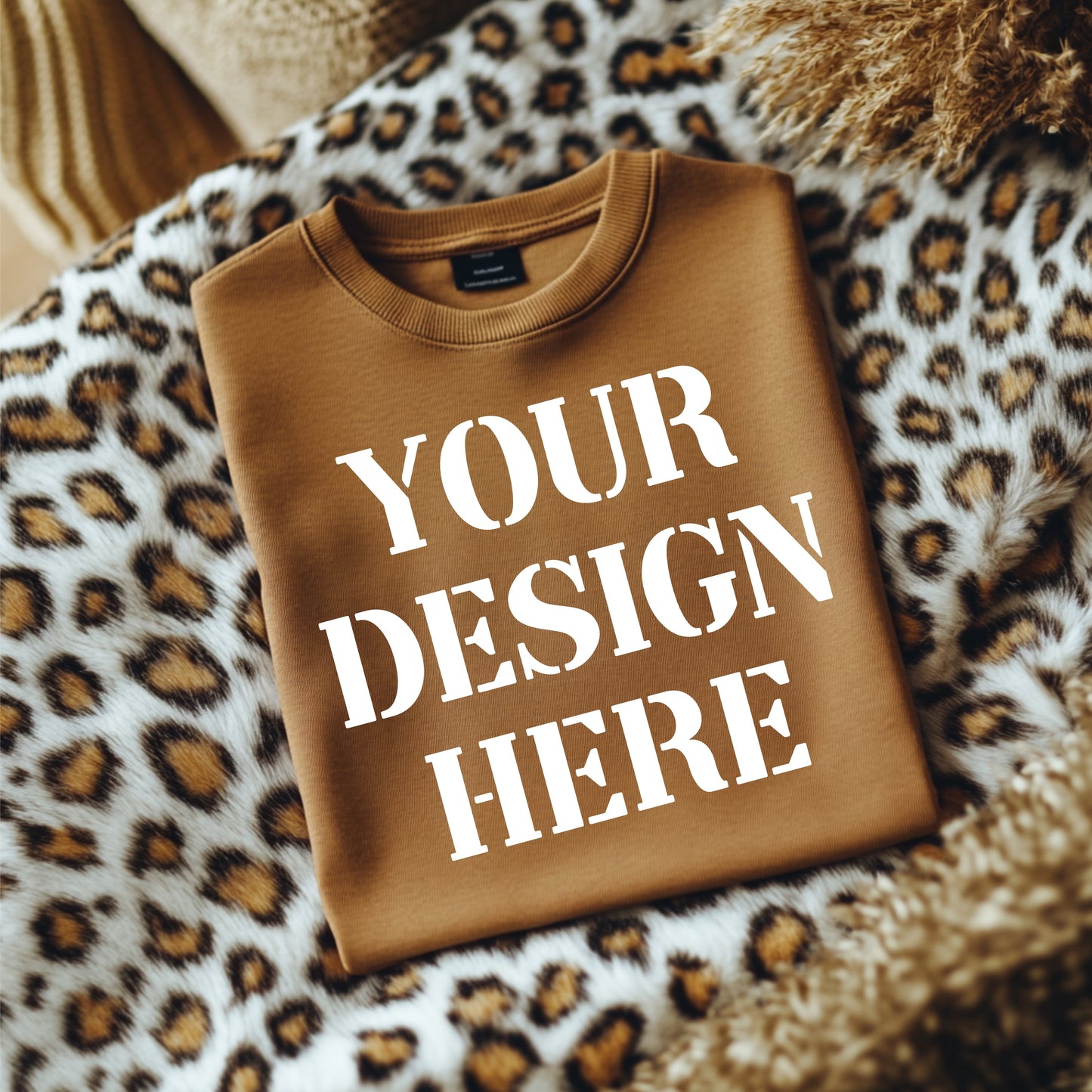 Brown Mock up with leopard rug