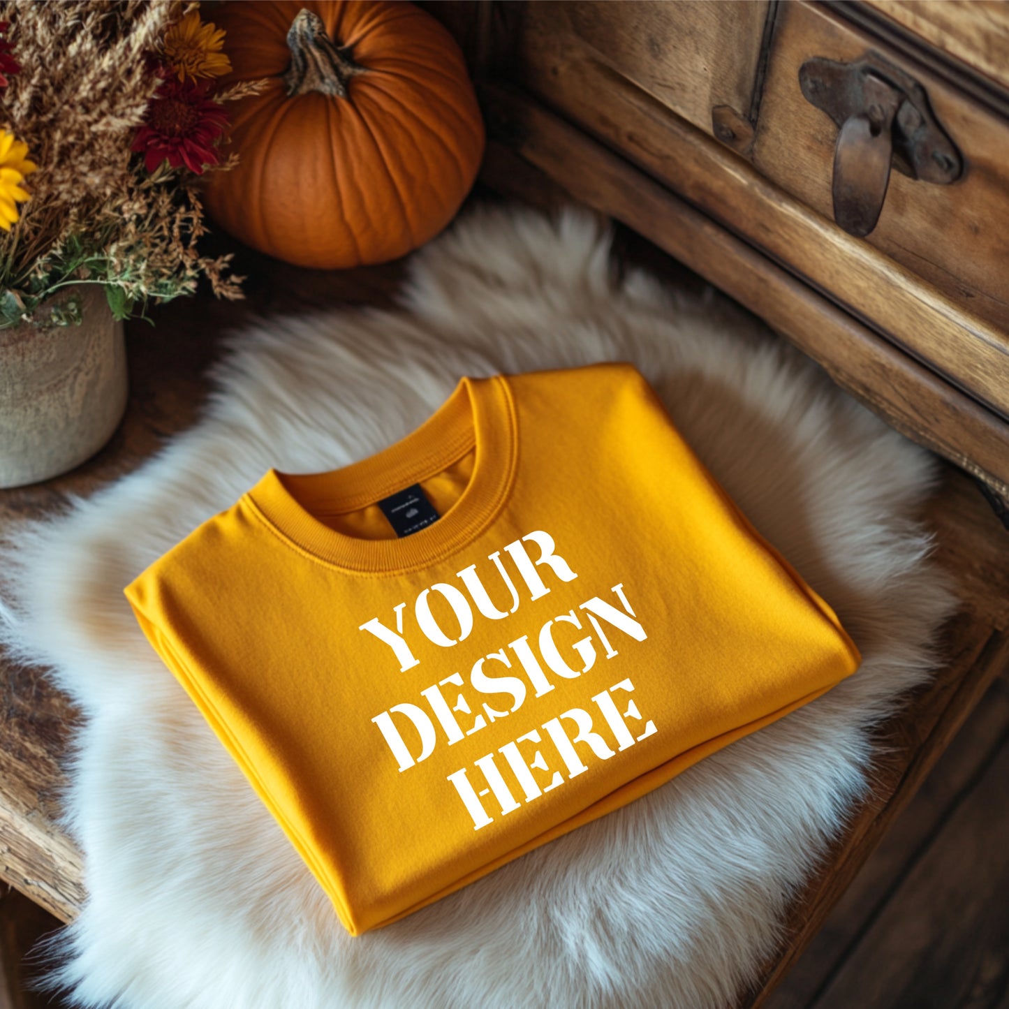 Yellow on cow rug pumpkin