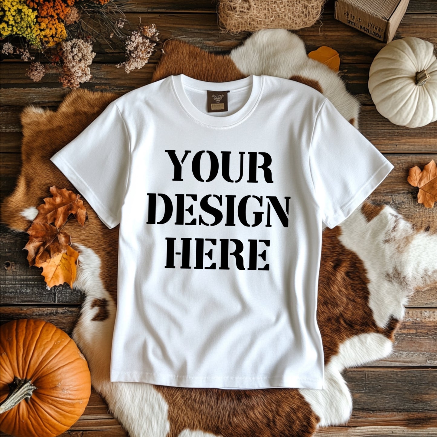 White mock-up cow rug fall