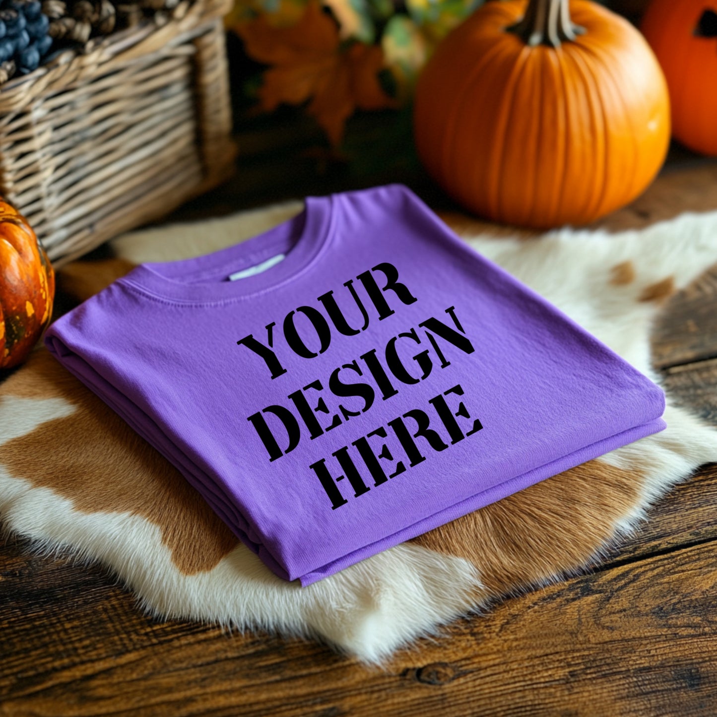 Purple mock-up cow rug fall