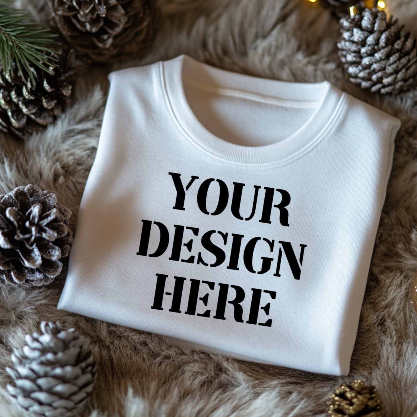 Mock-up pine cones white Christmas