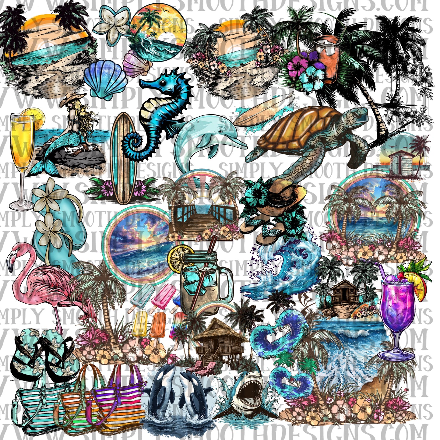 Beach clipart 41 pieces