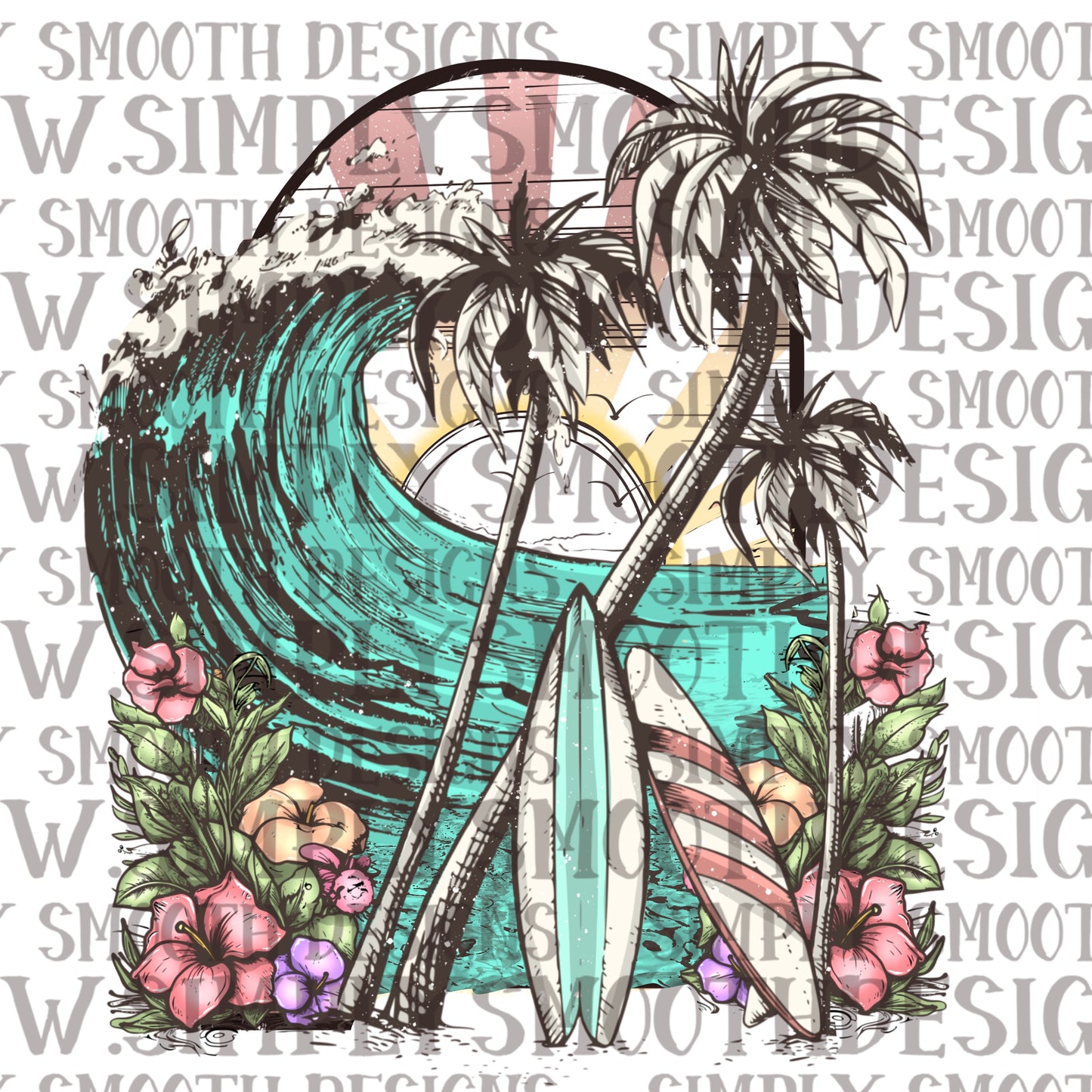 Waves on a sunset with pocket