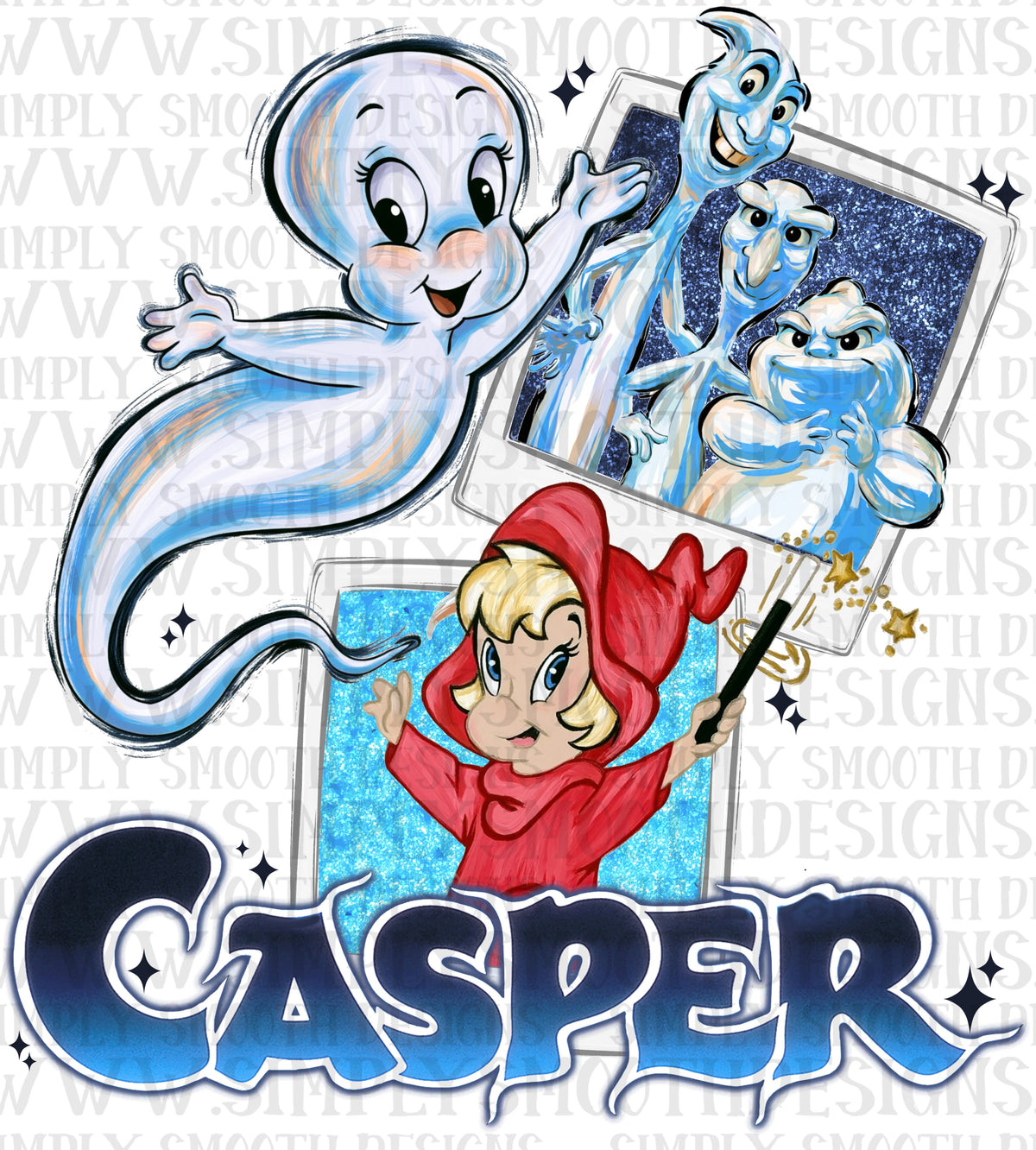 Old tv cartoon show, png digital download file, Casper Polaroid