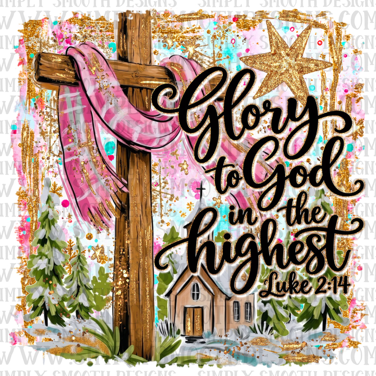 Christmas preppy digital download Glory To God