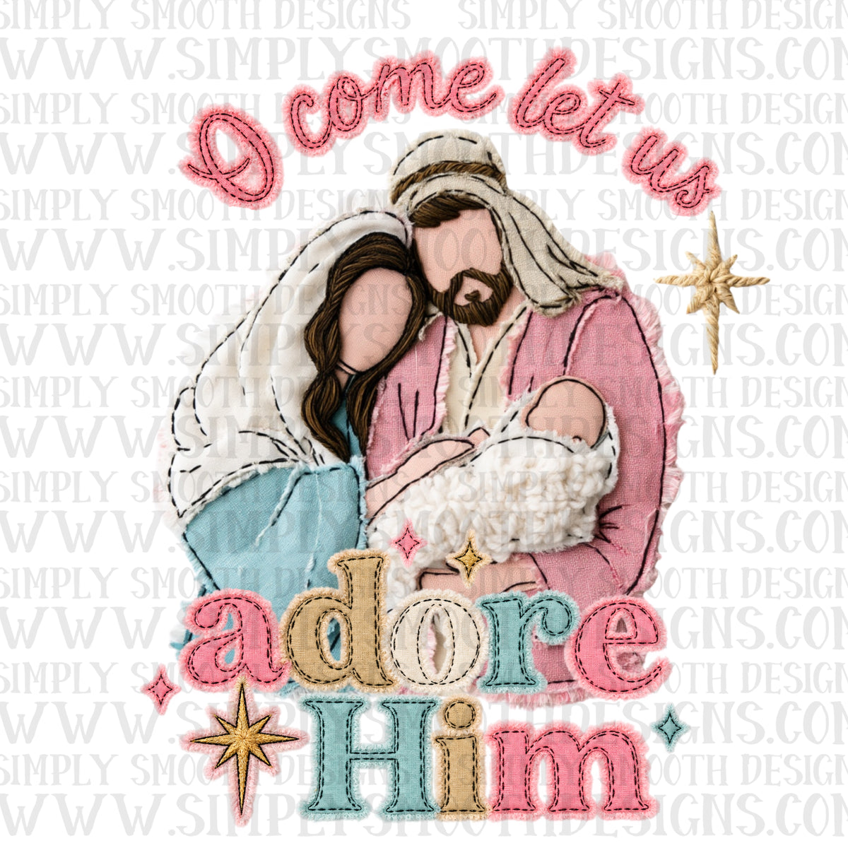 Oh come let us adore him, faith, Christmas frayed fabric texture png download