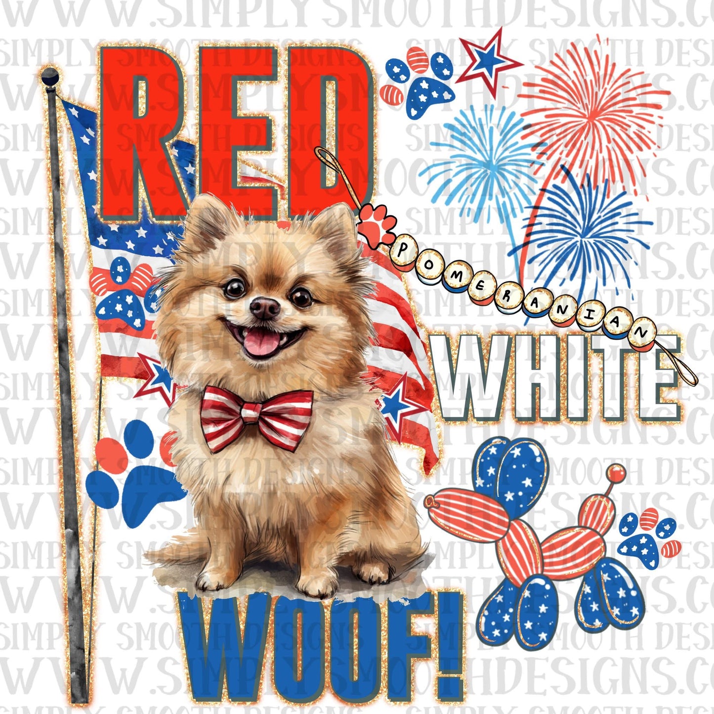 Red White Woof Pomeranian