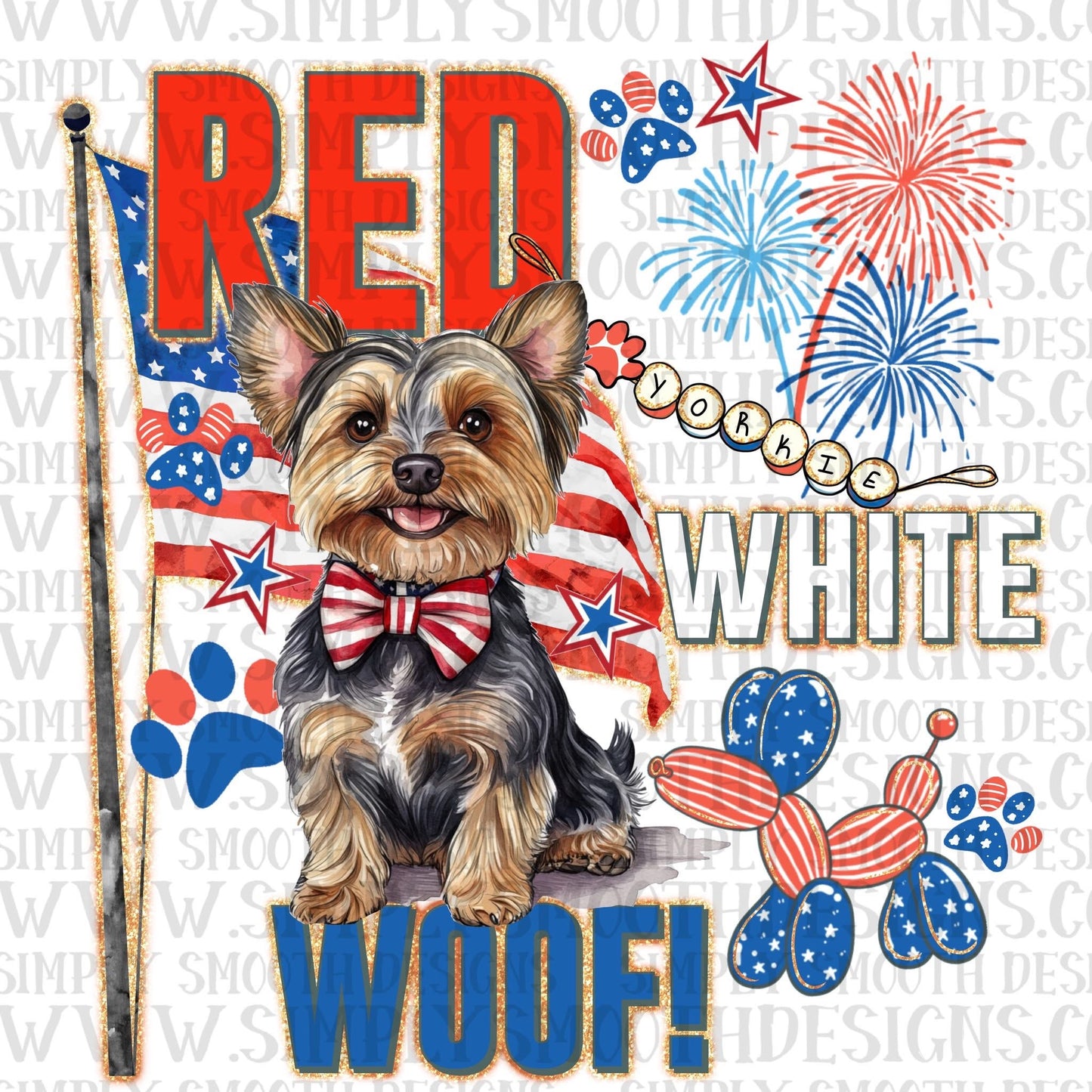 Red White Woof Yorkie