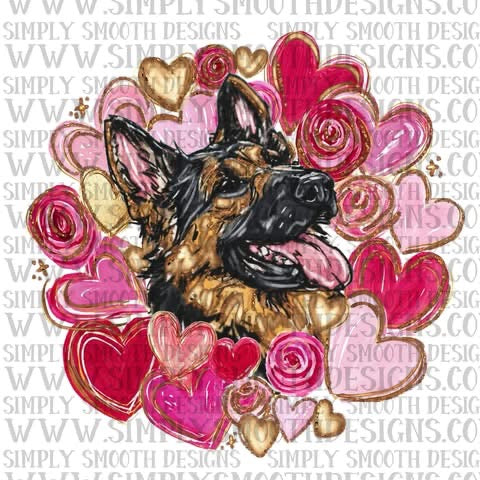 German Shepherd Heart Faux Paint Wreath