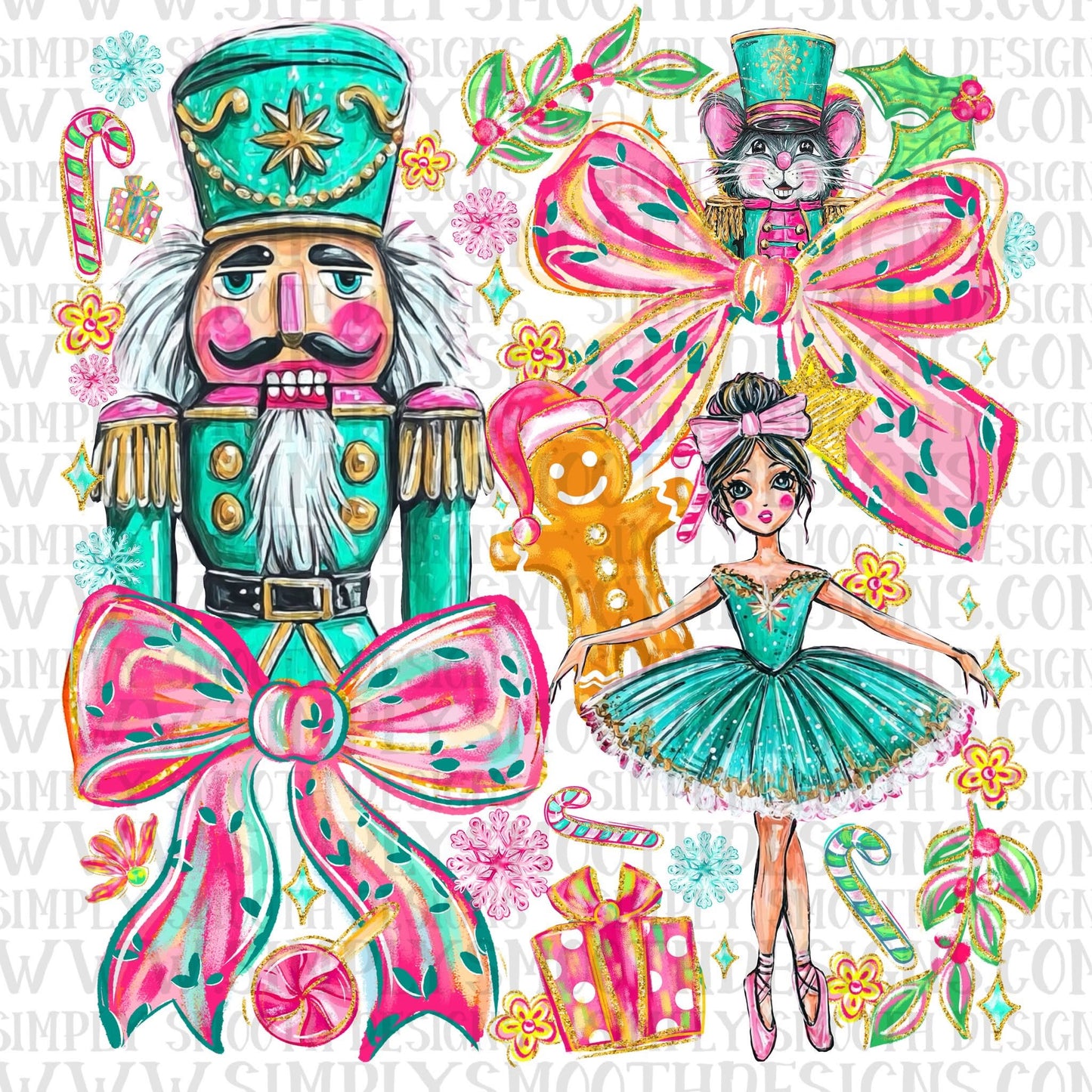 Watercolor Bow Nutcracker Collage