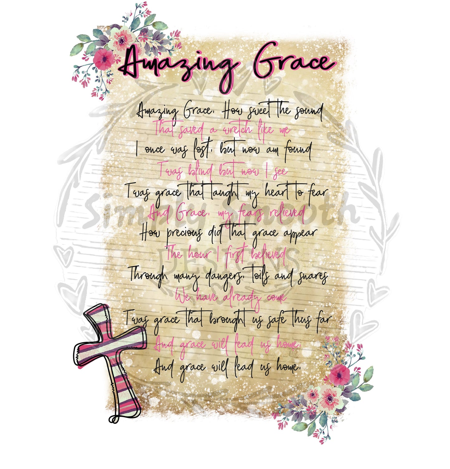 Amazing Grace hymn song church cross scroll