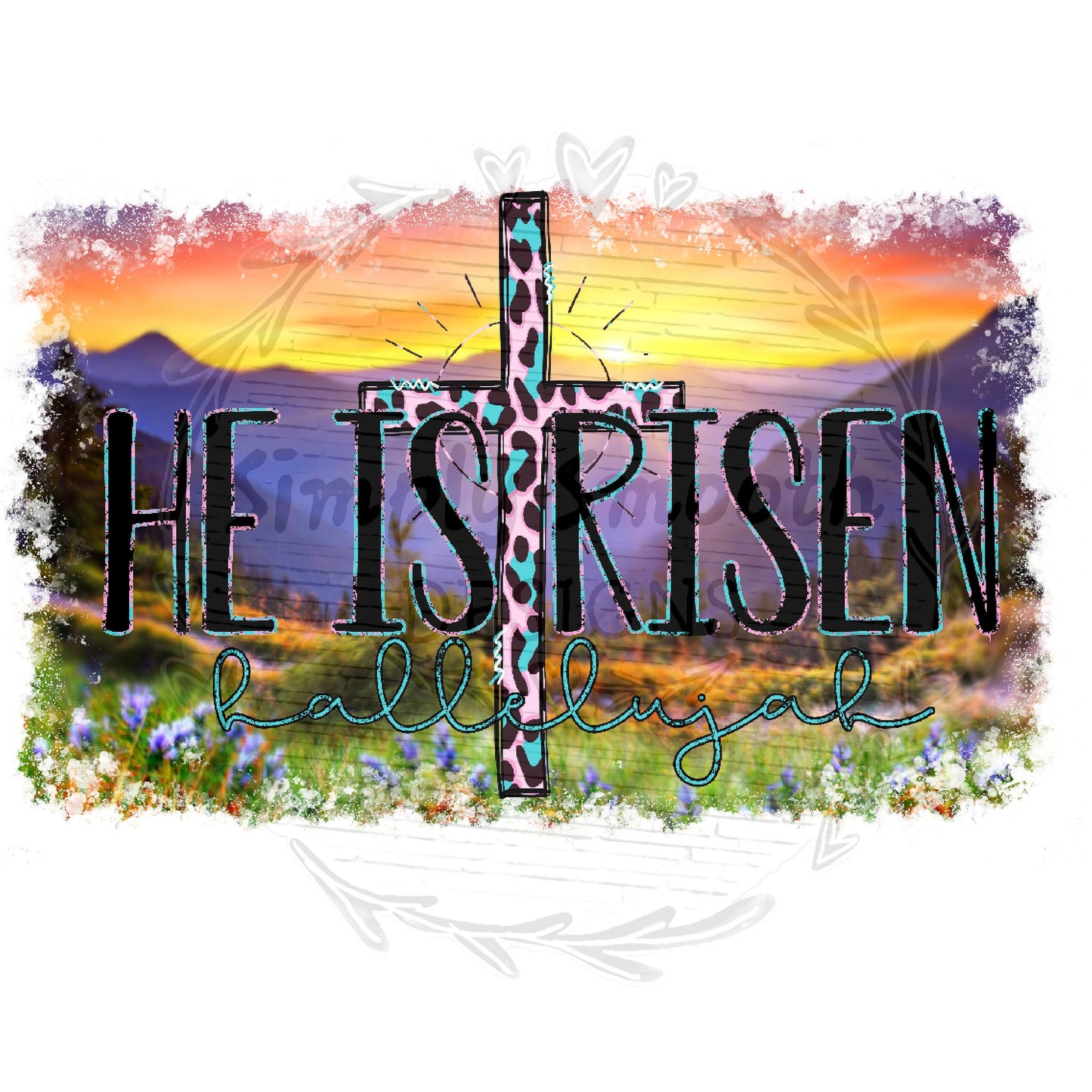 He is risen leopard cross sunset