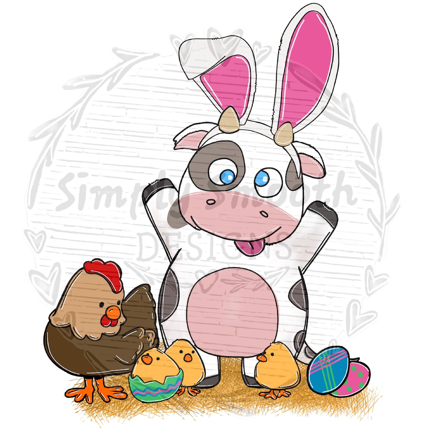 Cow Easter bunny baby chicks