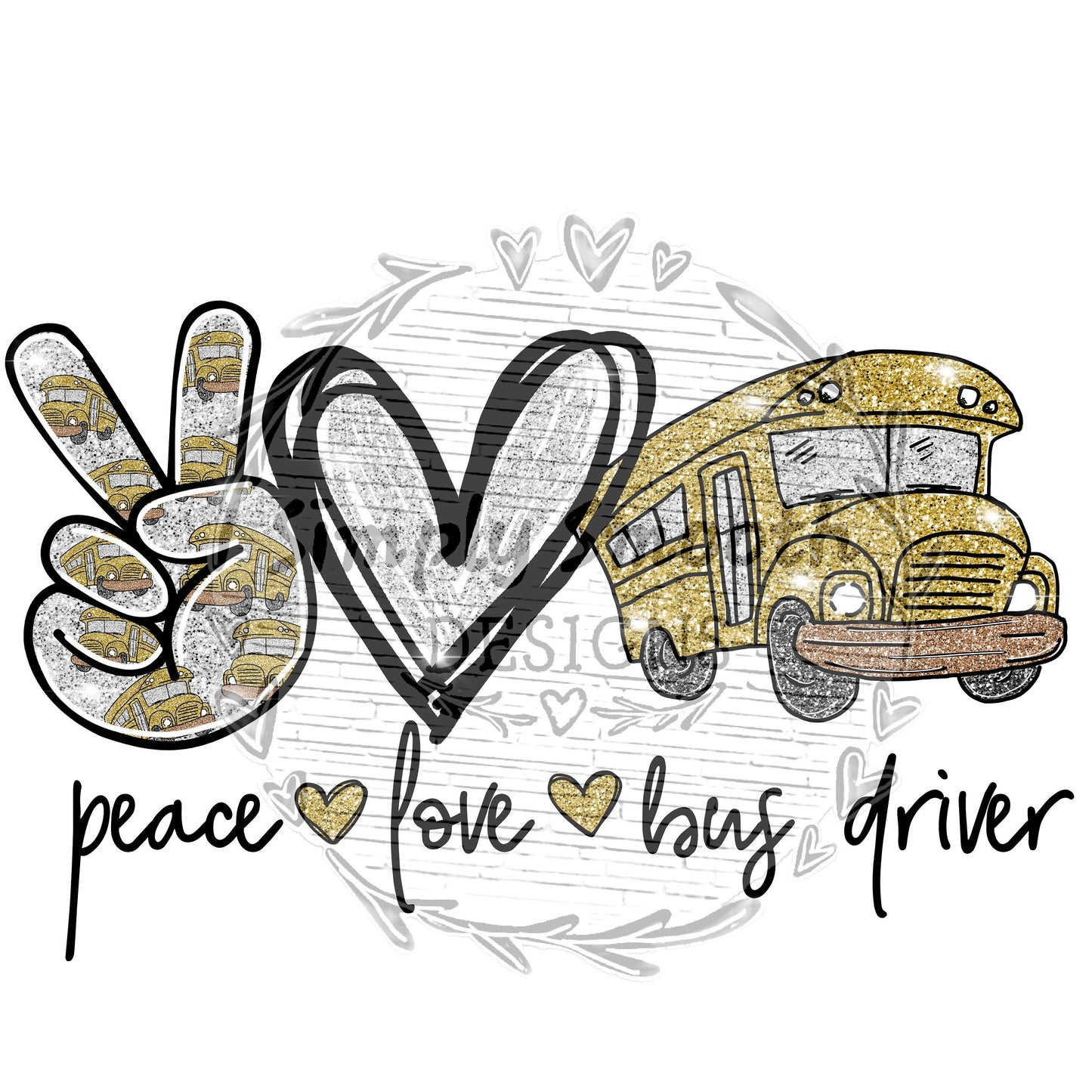 Peace love bus glitter download