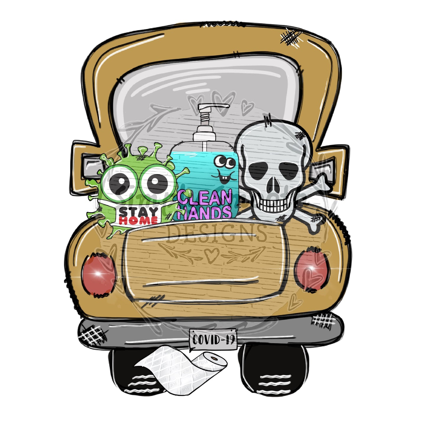 Coved 19 truck stay home germs awareness