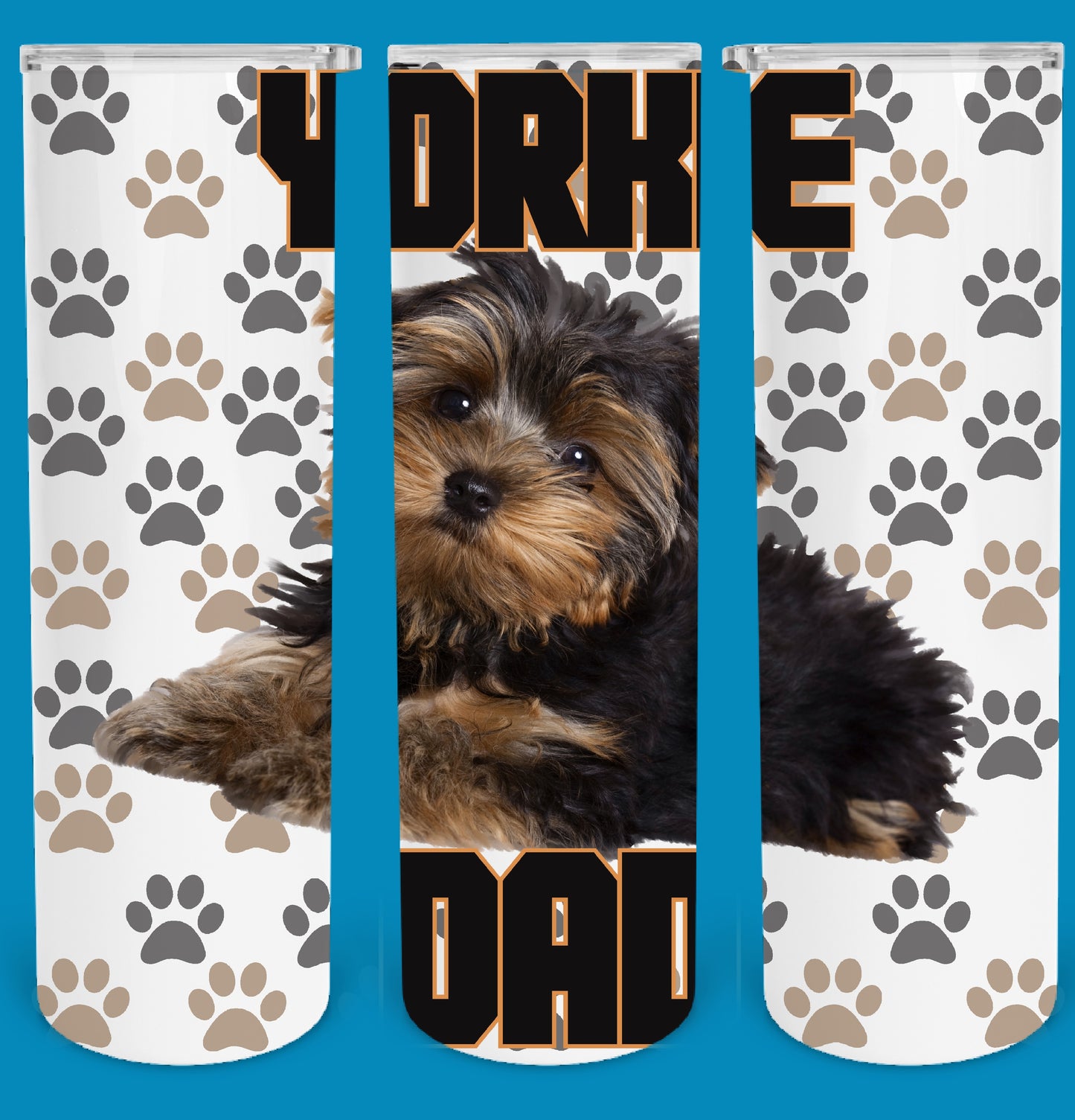 Yorkie Dad paw print png tumbler design