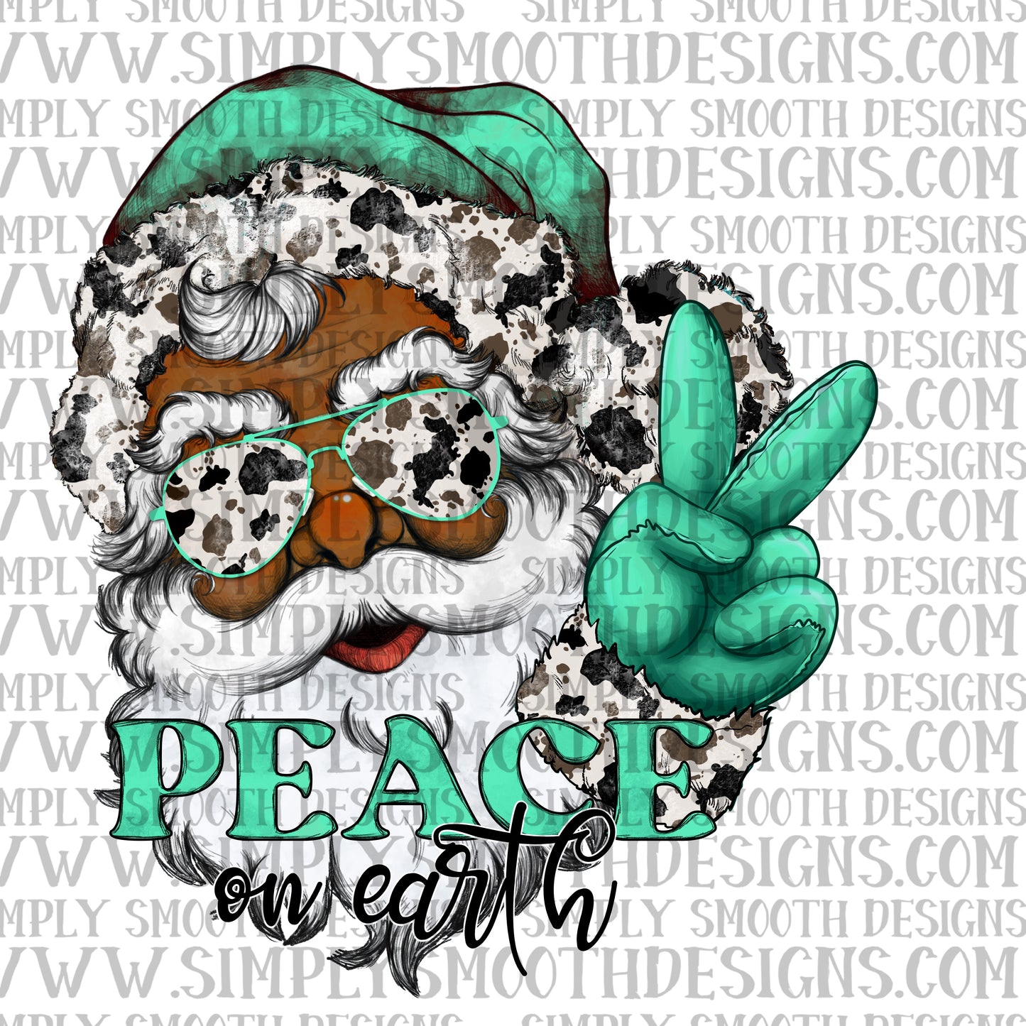 Cow print Santa peace on earth