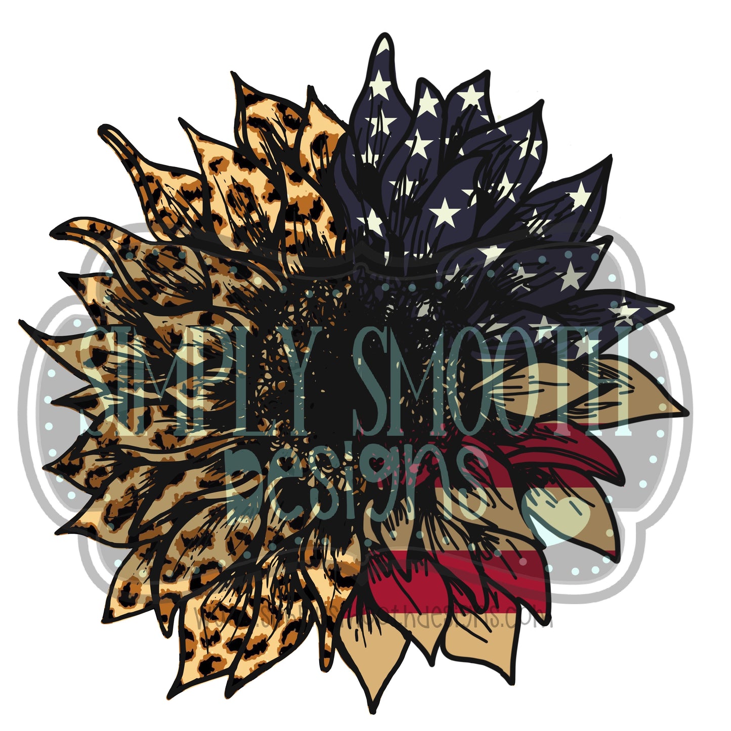 Leopard USA flag sunflower