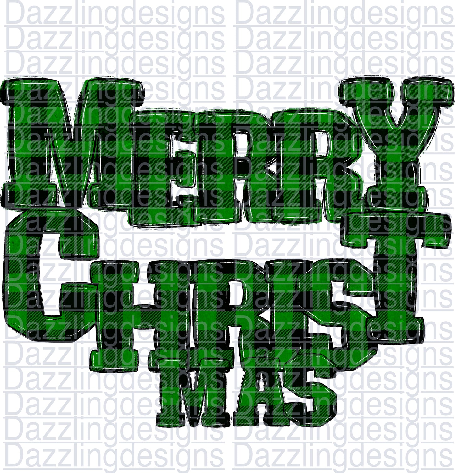 Merry Christmas Green Plaid