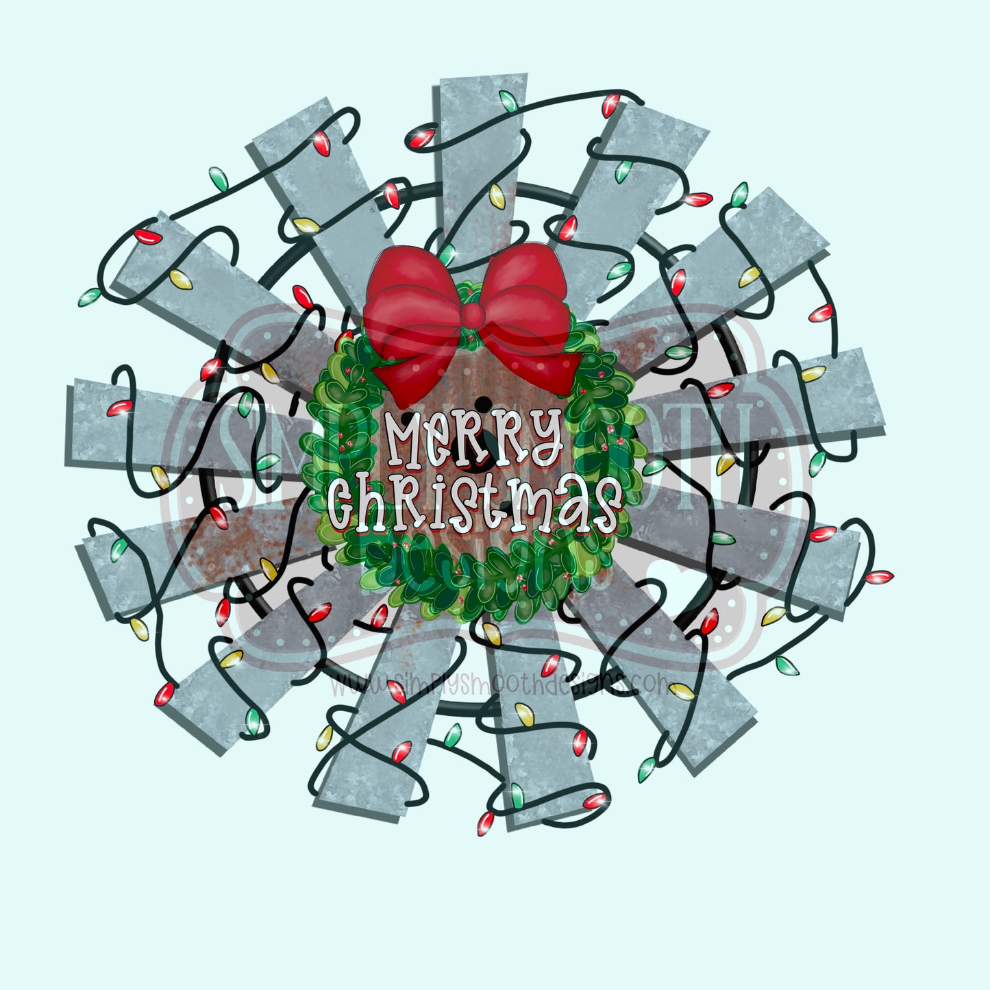 Christmas farmhouse windmill wreath