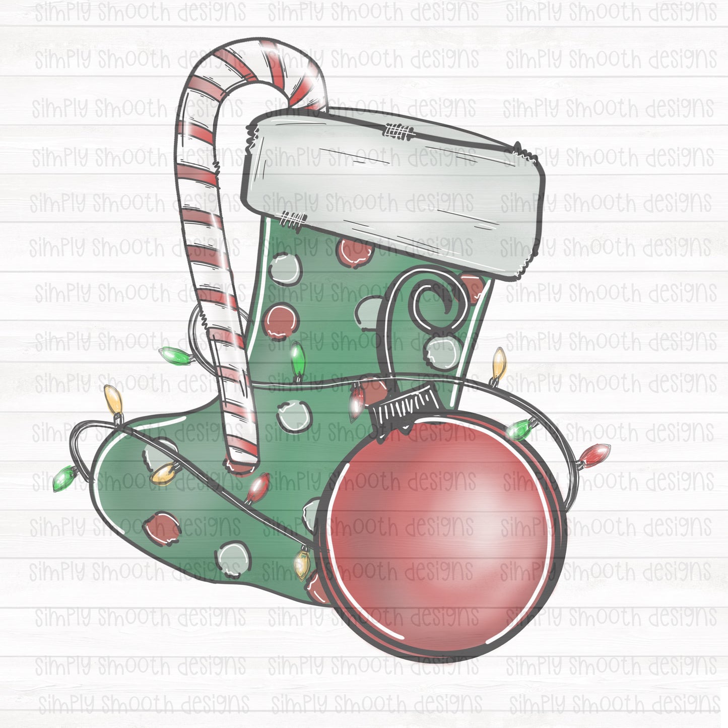 Christmas stocking ornament candy cane Christmas lights