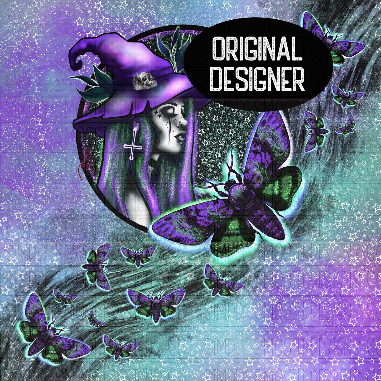 Glitter moth witch tumbler