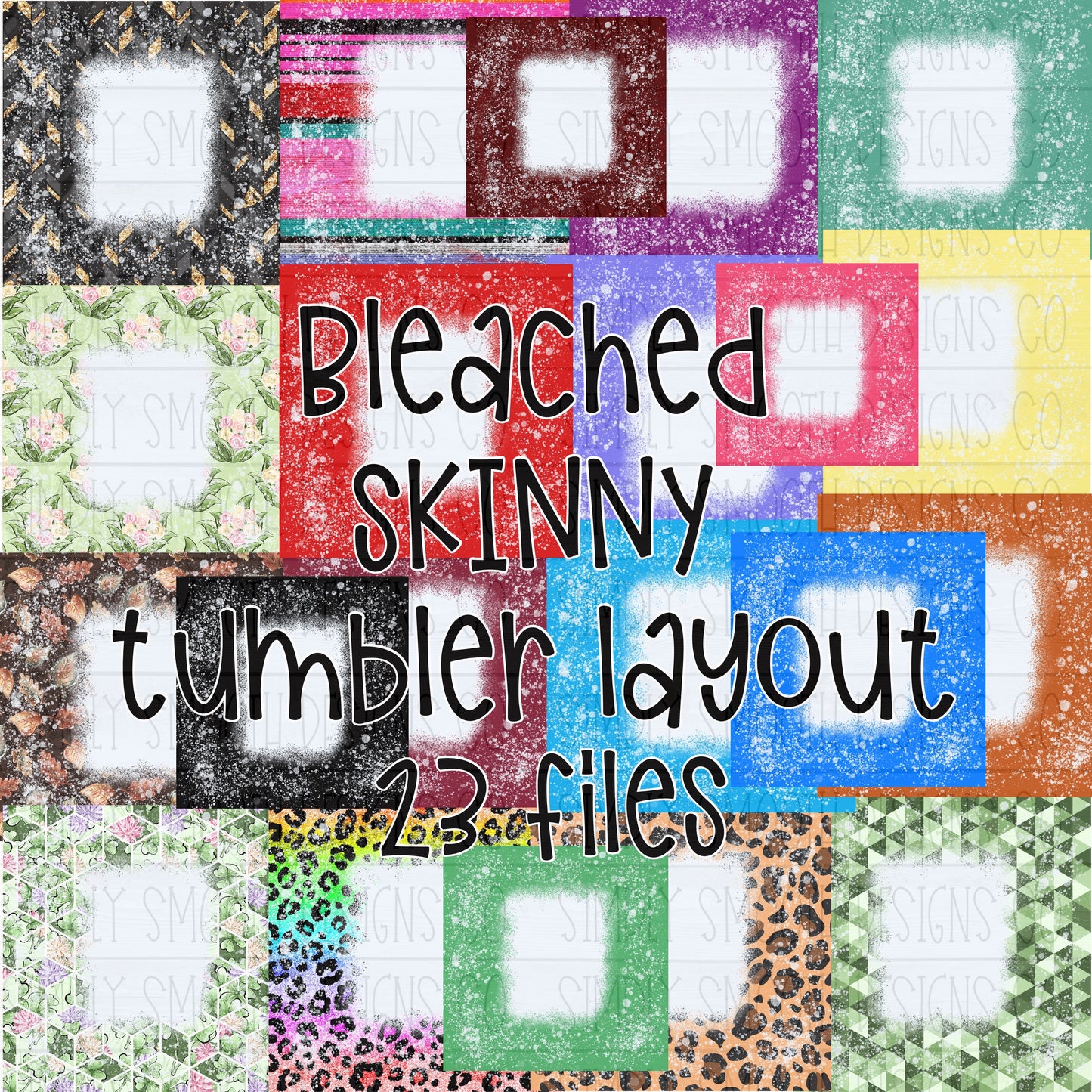 Bleached colors and patterns skinny tumbler template