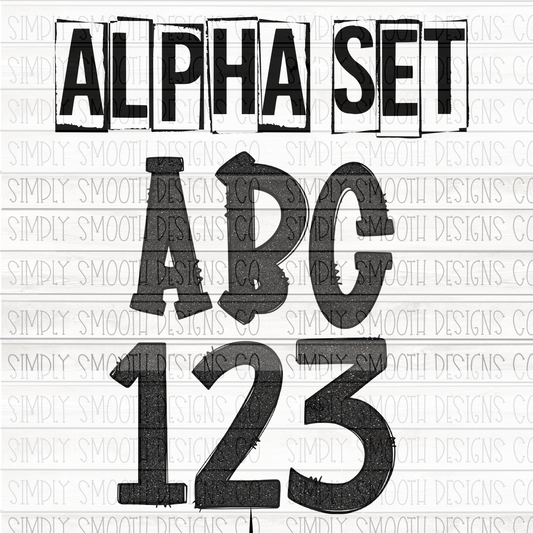 Black Glitter Alpha and number set. 36 total files