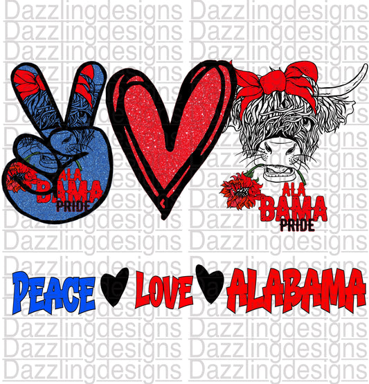 Peace Love Alabama Pride