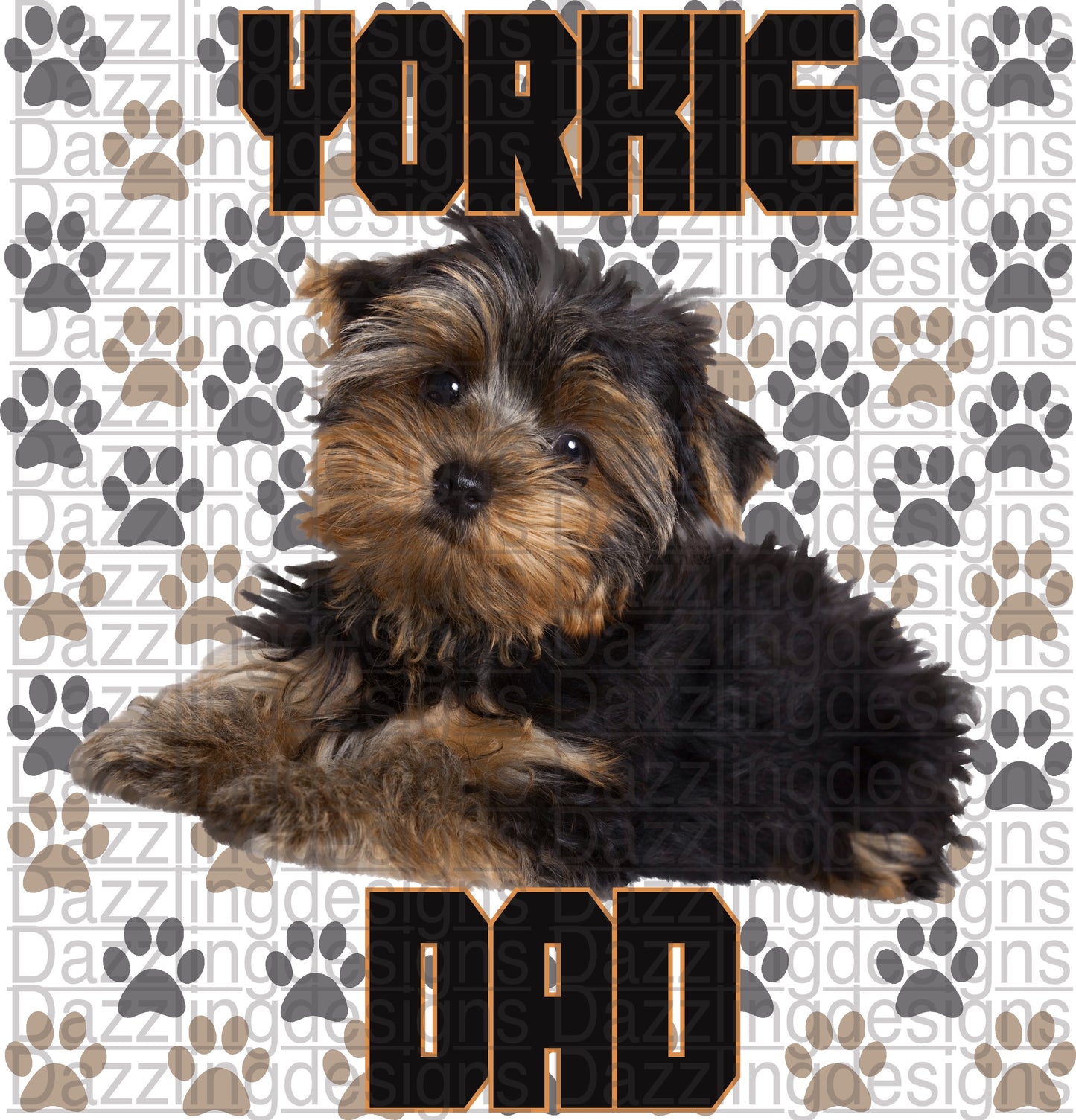 Yorkie Dad paw print png tumbler design