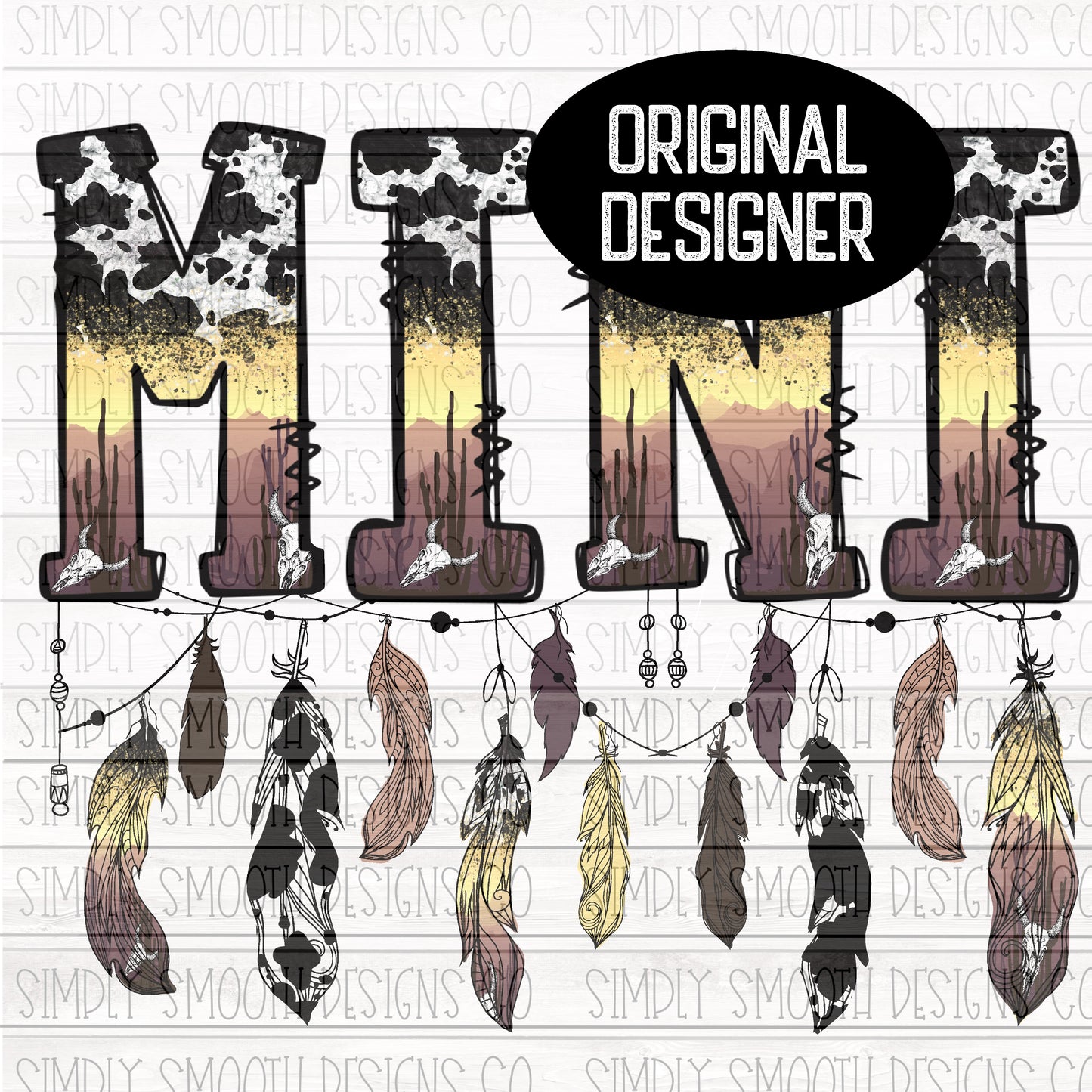 Mini cow print desert feather boho