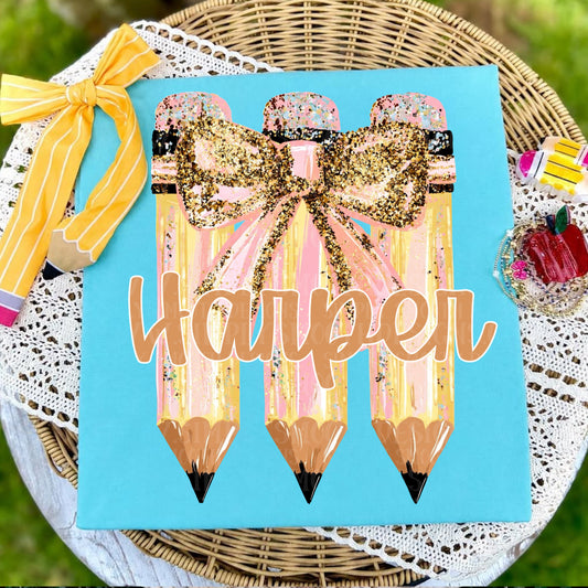 Pencil with bow (add ur own name)