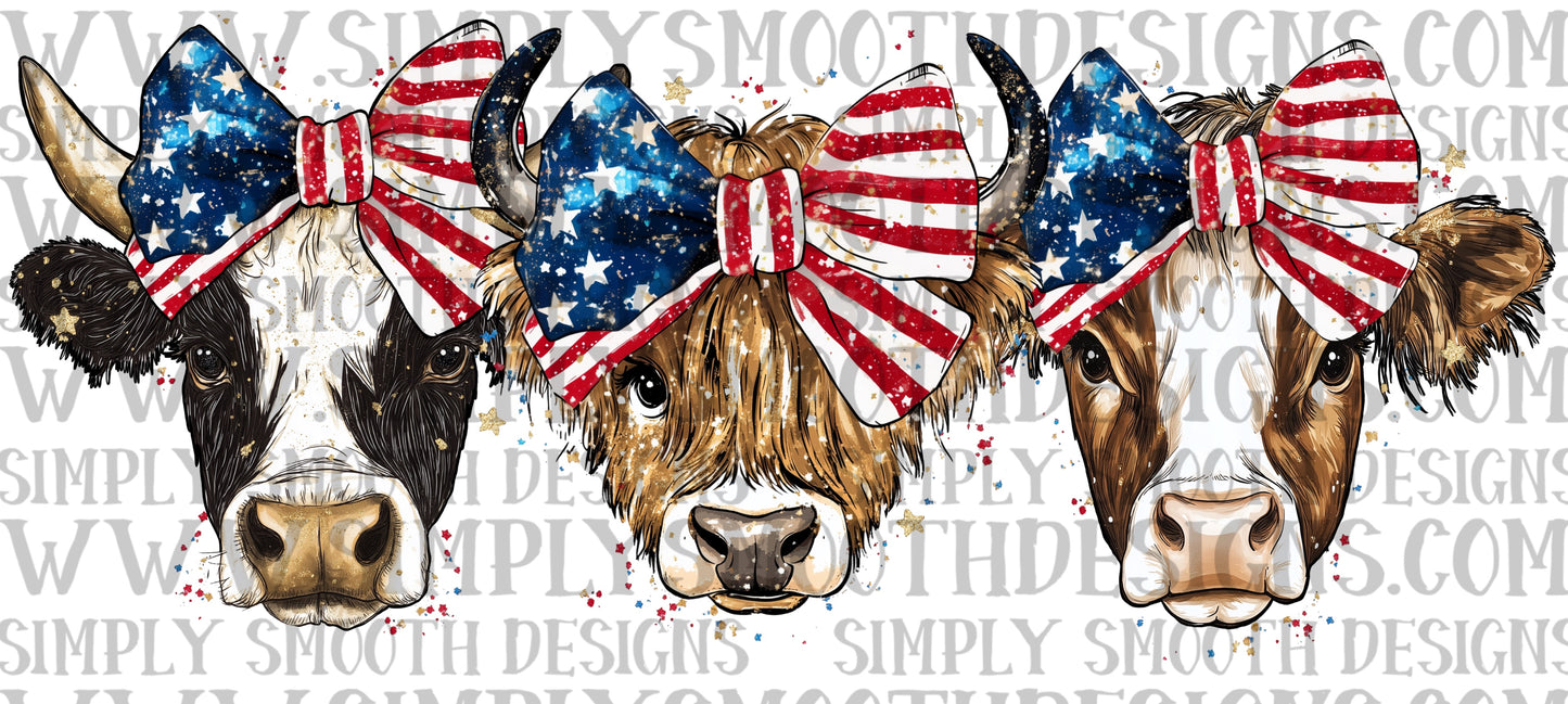 Cows Patriotic Bow