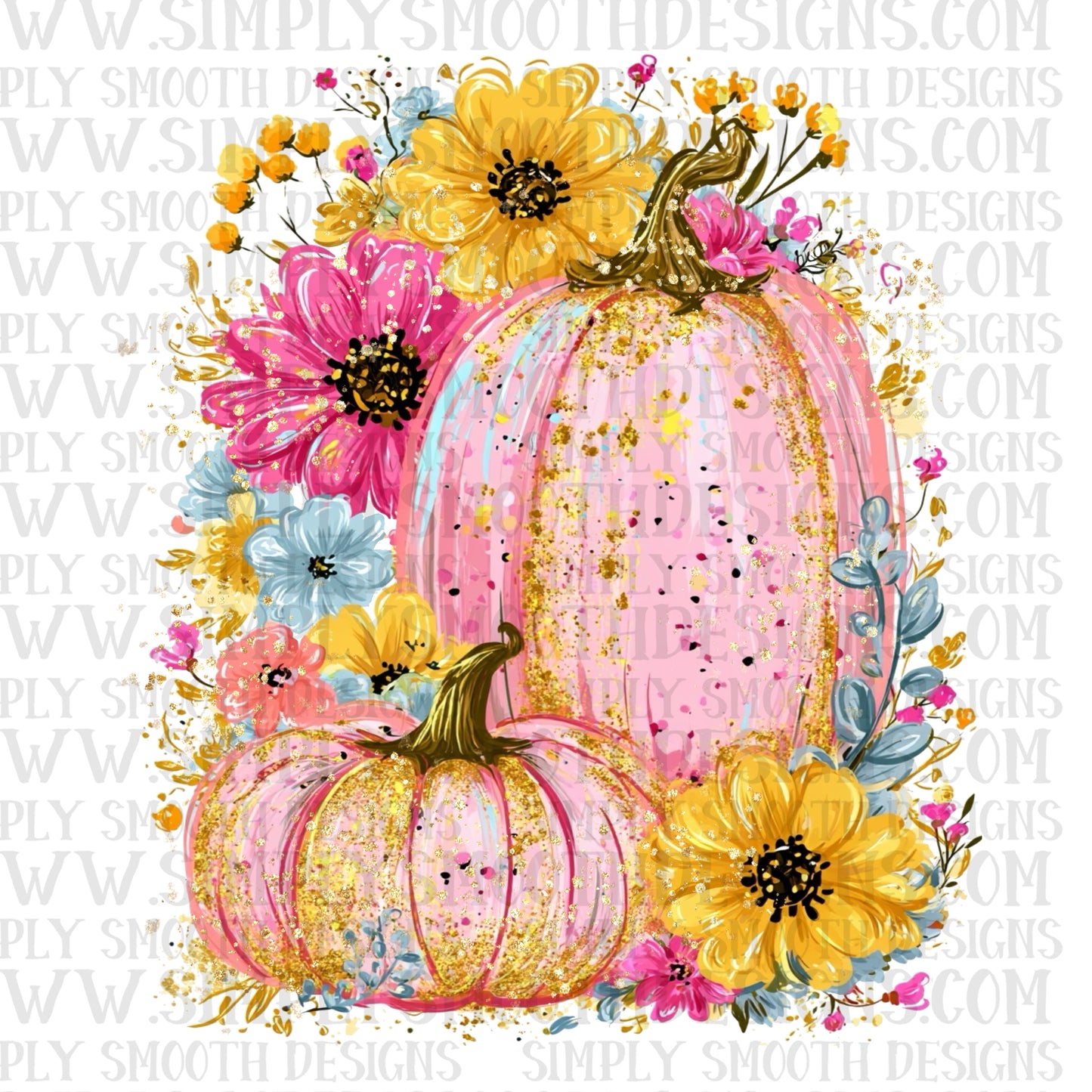 Pumpkins and flowers preppy