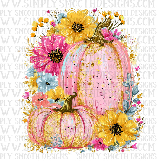 Pumpkins and flowers preppy