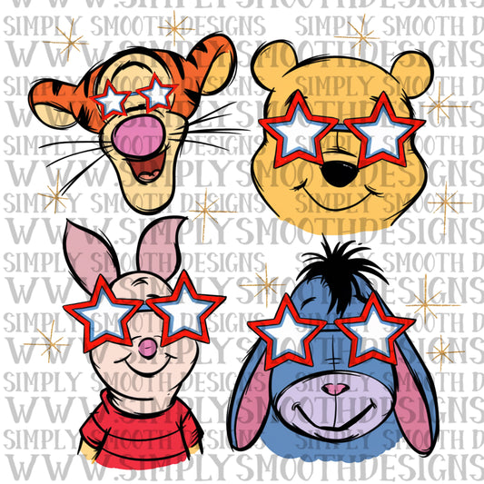 Winnie 4th of July Star Glasses