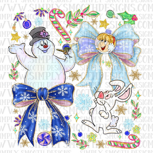 Watercolor Bow Snowman Collage