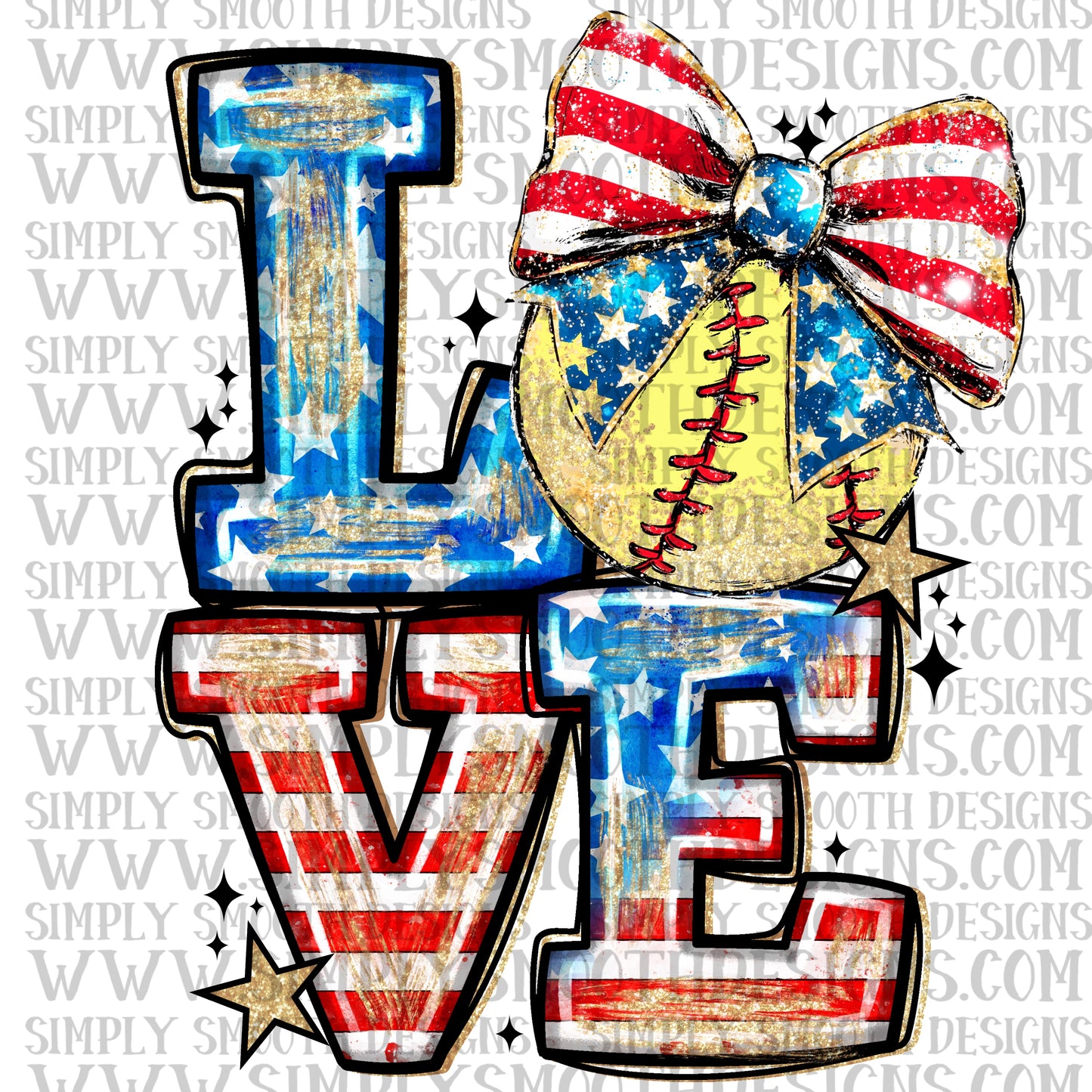 Love Softball Patriotic