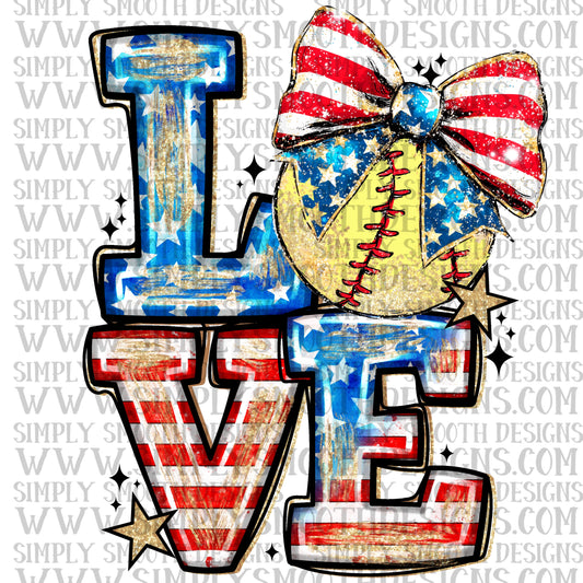 Love Softball Patriotic