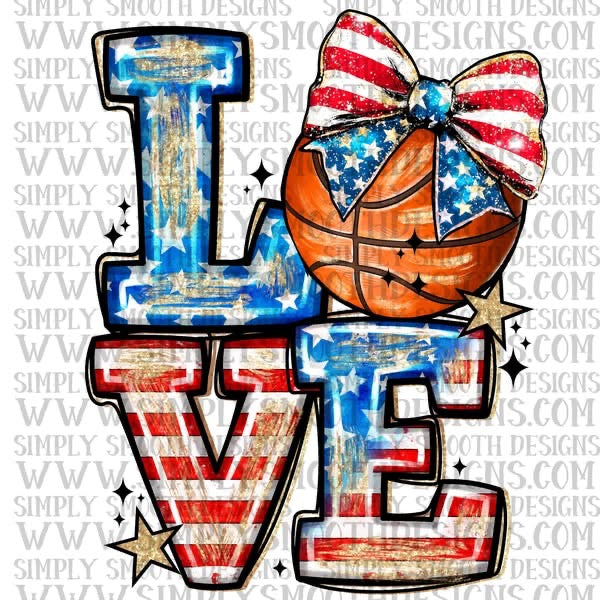 Love Flag Bow Basketball