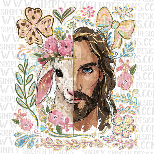 Half Jesus Half Lamb Bow Floral
