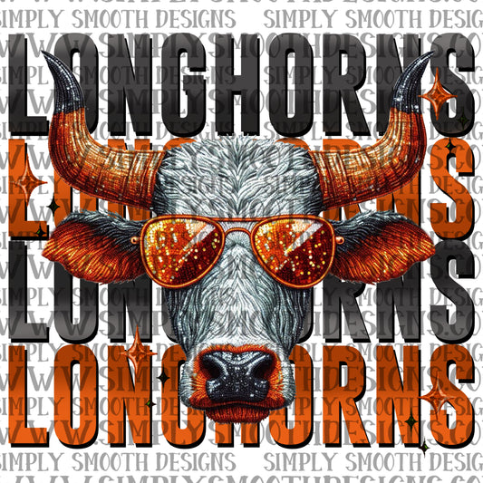 Longhorns sequin embroidery