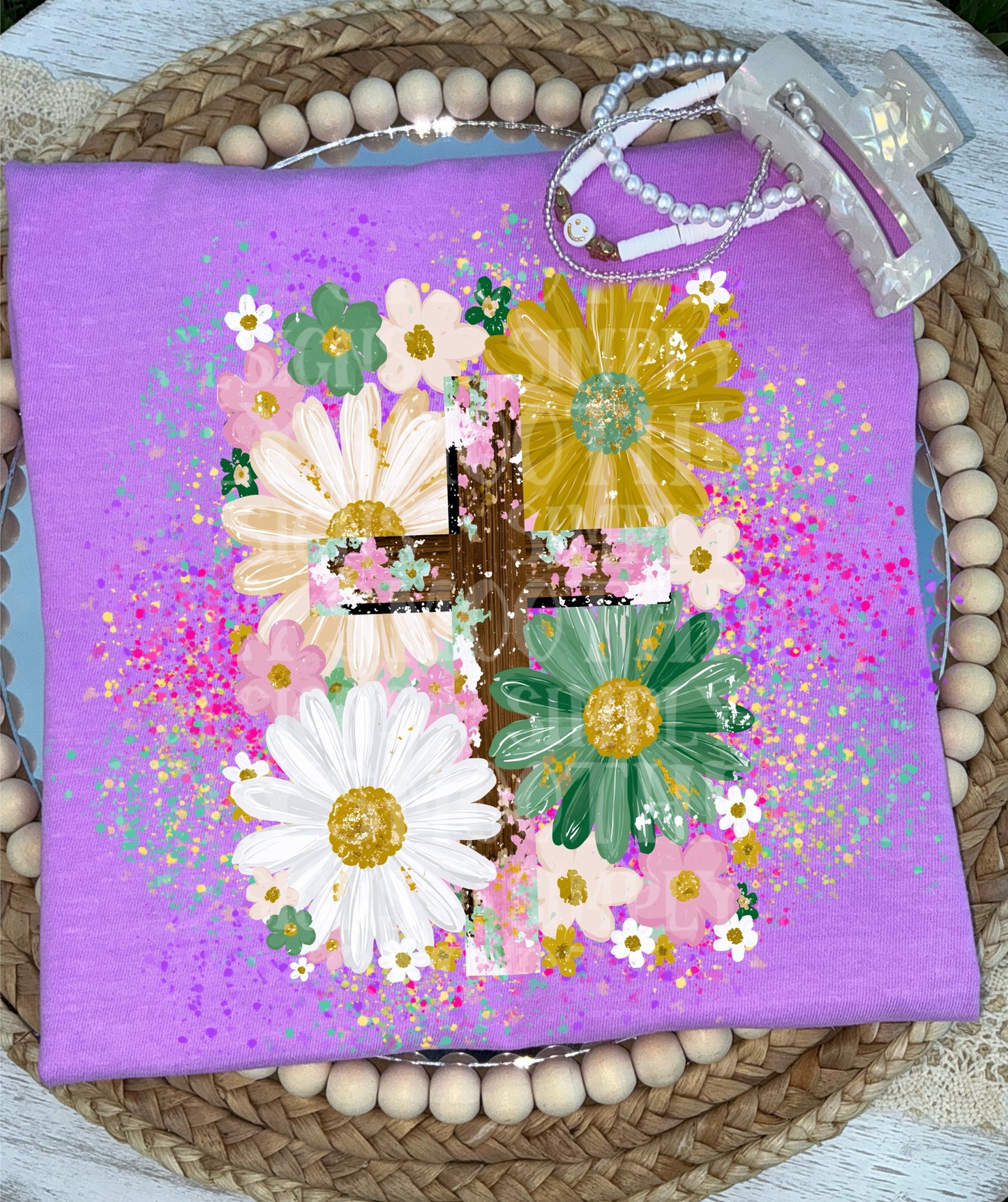 Floral Splatter Cross