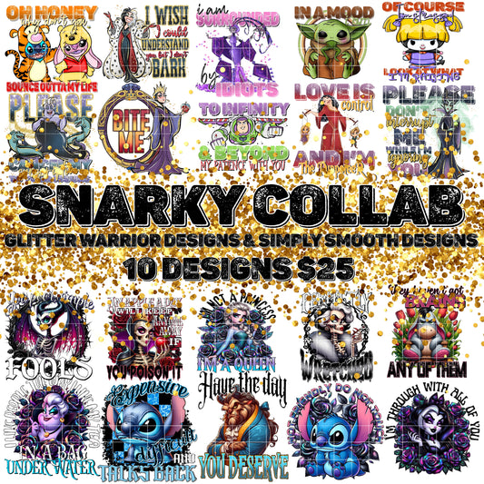 Snarky characters collab with glitter warrior designs