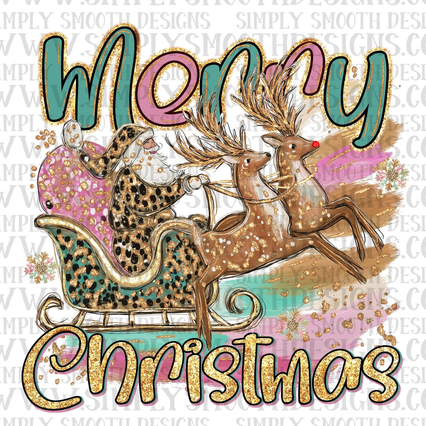 Merry Christmas Leopard Sleigh