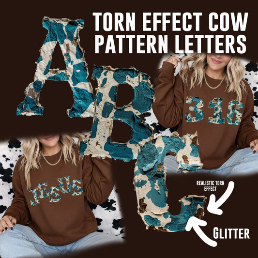 Cow print Torn Alpha/numbers