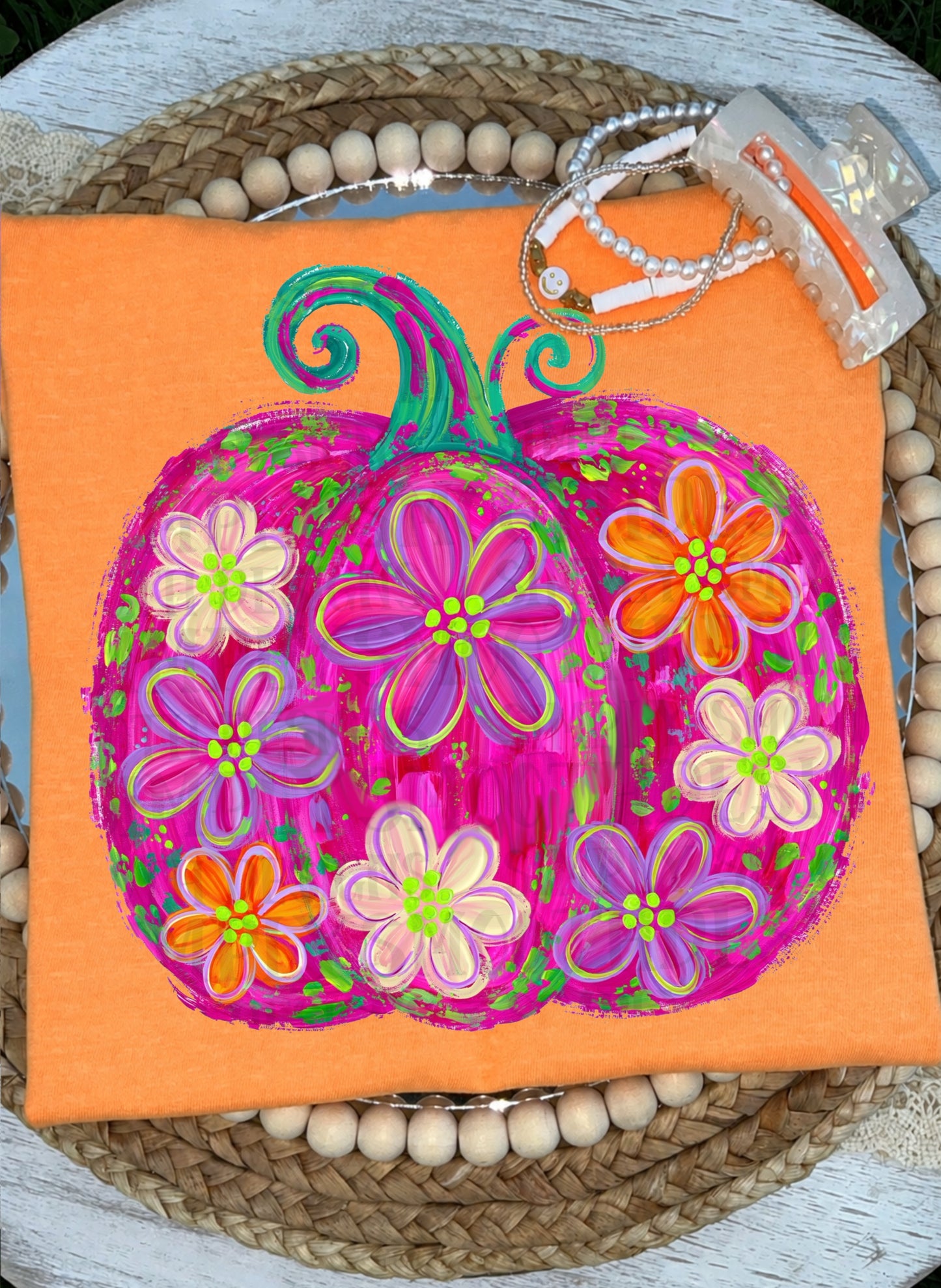 Painted floral pumpkin